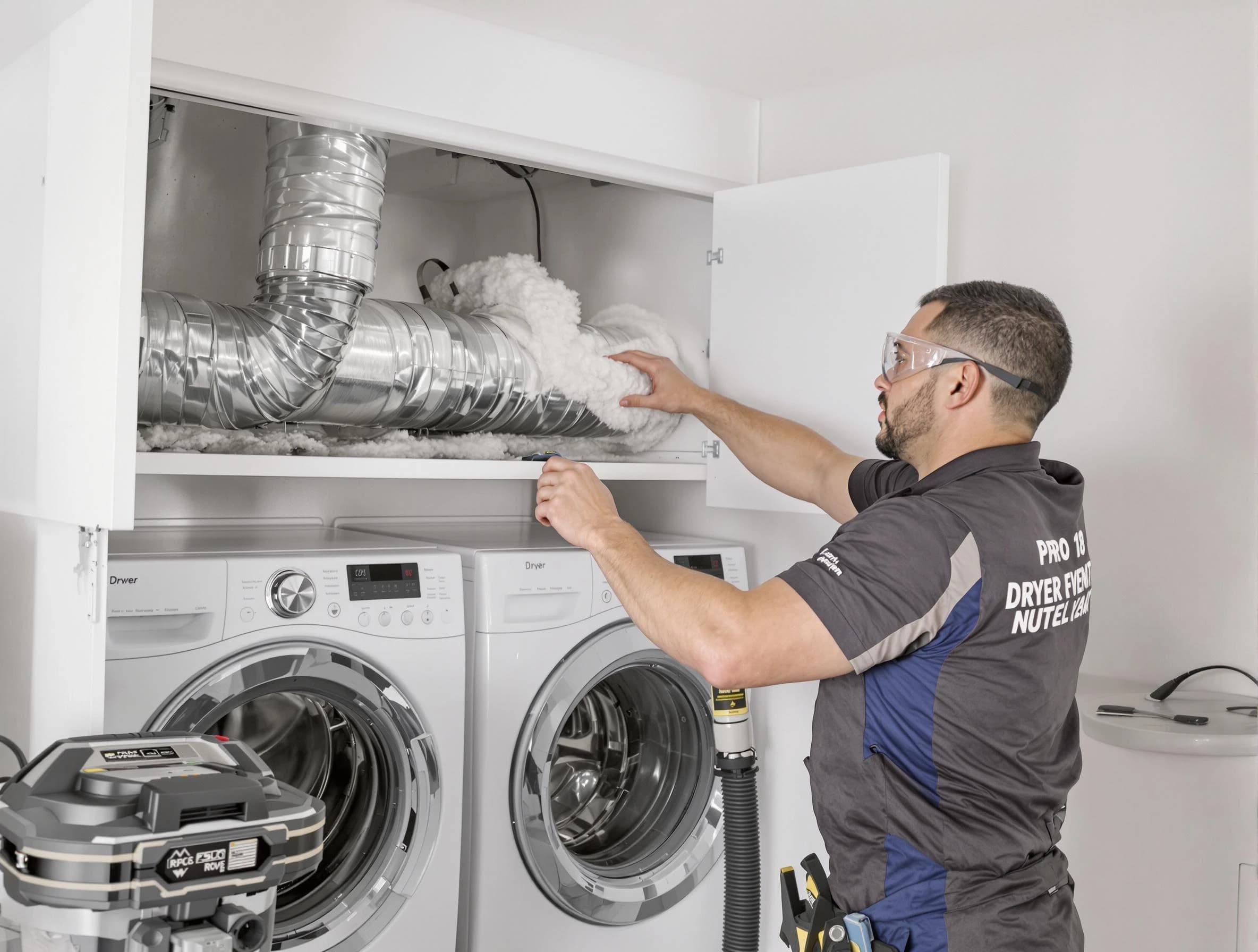Leominster Dryer Vent Cleaning certified technician performing specialized gas dryer vent cleaning in Leominster