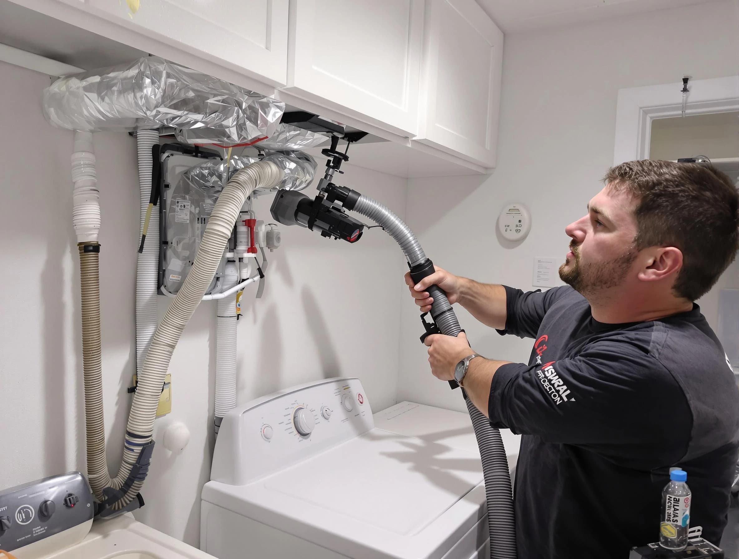 Leominster Dryer Vent Cleaning certified technician performing safety-focused gas dryer vent cleaning in Leominster
