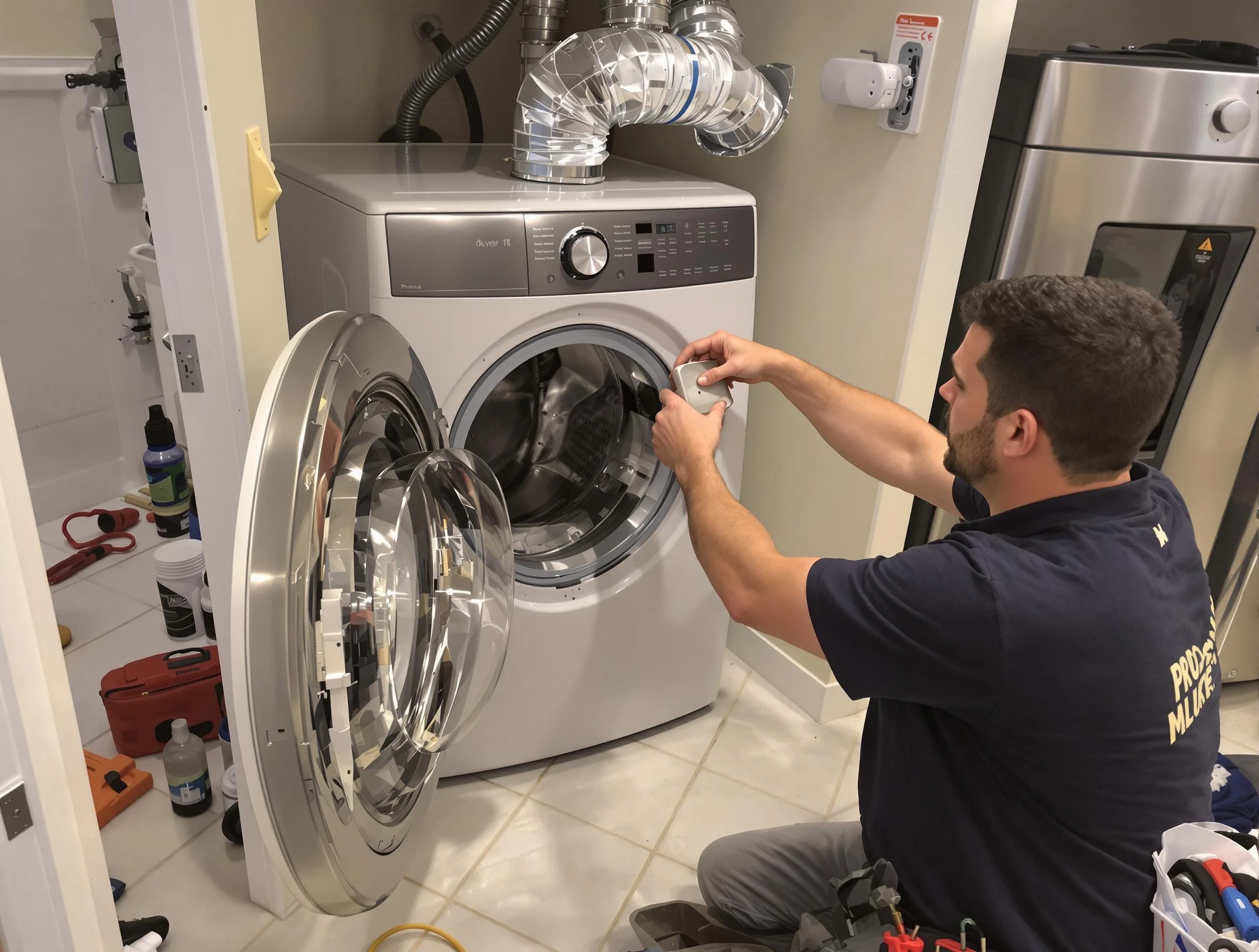 Leominster Dryer Vent Cleaning technician performing precise dryer vent hose installation in Leominster